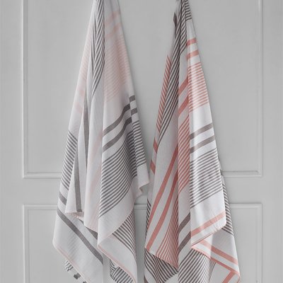 Fouta peshtemal 100x180 cm FRENCH RIVIERA corail SENSEI MAISON