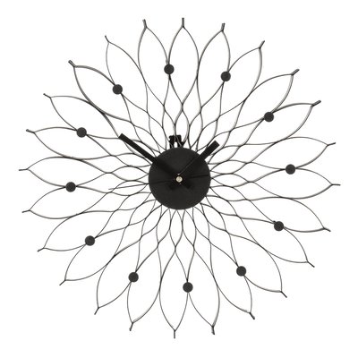 40cm Black Metal Flower Wall Clock SO'HOME