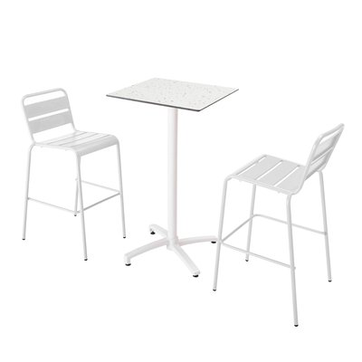 Ensemble table inclinable en hpl avec chaises hautes en métal, OPERA OVIALA