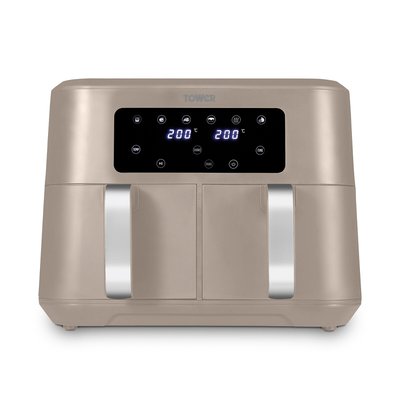 Vortx 8.5L Dual Basket Air Fryer with Chrome Trim- T17137 TOWER