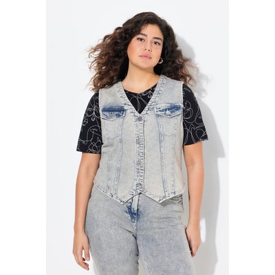 Gilet en jean stretch. Encolure V. Base en ULLA POPKEN