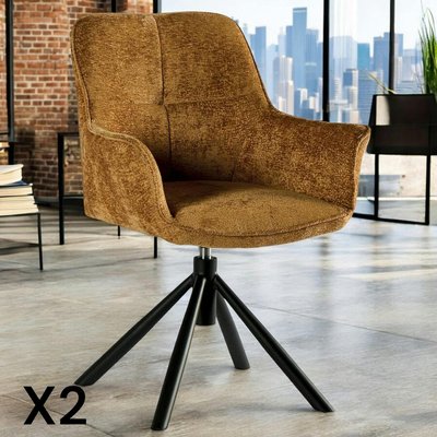 Fauteuil de table pivotant tissu moutarde (lot de 2) IENA PIER IMPORT