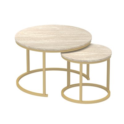 Lot de 2 Tables Basses Gigognes Rondes L70 cm - LENNY CALICOSY