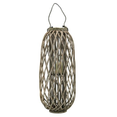 Lanterne en osier gris ajouré et verre Hauteur 80cm AUBRY GASPARD