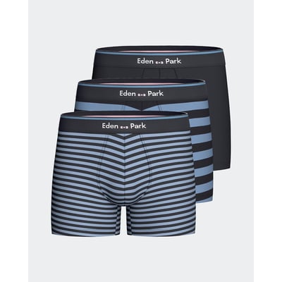 Lot de 2 boxers, 1 uni et 2 imprimé rayé EDEN PARK