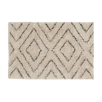 Tapis en coton naturel et noir 60 x 90 cm Losanges AUBRY GASPARD