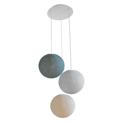 Plafonnier blanc 3 globes 31 vert de gris - gris perle - écru LA CASE DE COUSIN PAUL