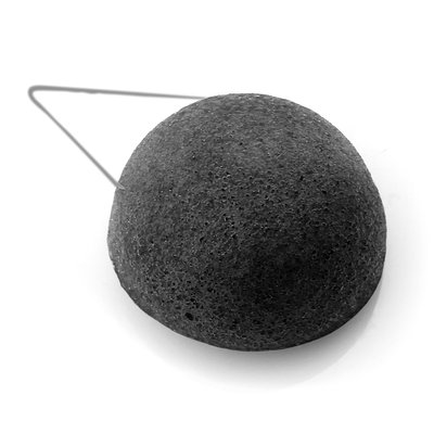 Eponge de Konjac  éponge visage ronde au charbon DERMOTECHNIC