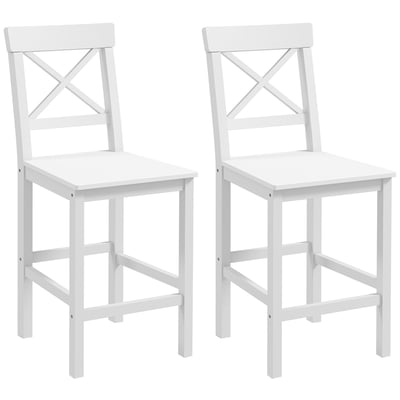 Tabouret de bar Bois de pin Blanc HOMCOM