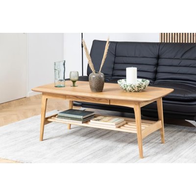 Table basse scandinave rectangulaire en bois massif avec rangement - ELEA HELLIN, DEPUIS 1862
