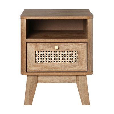 Chevet 1 Tiroir Façade Rotin et 1 Niche  L39 cm - PALMO CALICOSY