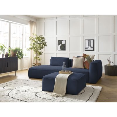 Canapé droit fixe 4 places en tissu chiné avec pouf, LEOPOLD BOBOCHIC