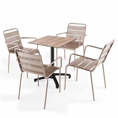 Table 60x60 cm inclinable stratifiée avec pied noir et chaises en métal, OPERA OVIALA