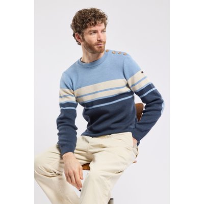 Pull marin avec coudières et boutons en laine ARMOR-LUX