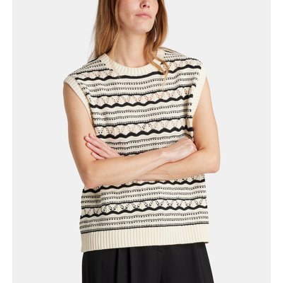 Pull Théo Sans Manches Maille Pointelle Coton Recyclé Mélangé GALERIES LAFAYETTE