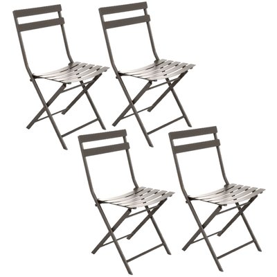 Lot de 4 chaises de jardin pliables en métal Greensboro HESPERIDE