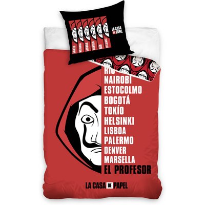 Parure de lit enfant + taie en coton, Casa De Papel Rouge C DESIGN HOME TEXTILE