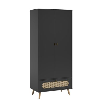 Armoire 2 Portes et 1 Tiroir avec Cannage en Rotin L85 x H195 cm - Canne CALICOSY
