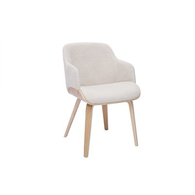 Chaise en tissu chenille beige et bois clair EARL MILIBOO