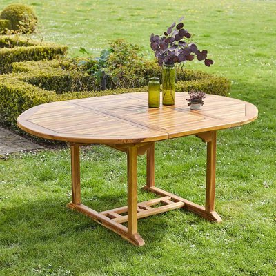 Table de jardin en teck huilé massif extensible ovale 6/8 places BALI BERAH GETAH