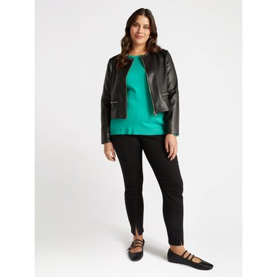 Blouson style motard avec chaînes cousues autour de l'encolure et trépointes des poches FIORELLA RUBINO