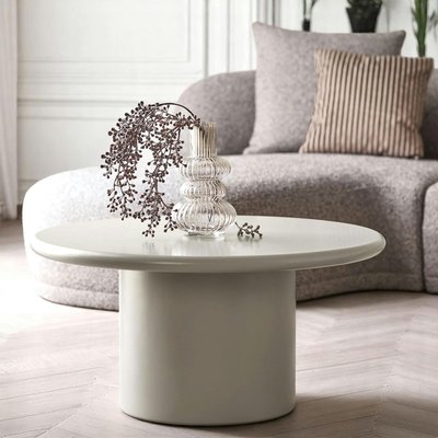 Table basse ronde sable - design minimaliste, pied cylindrique ALBERTA PIER IMPORT