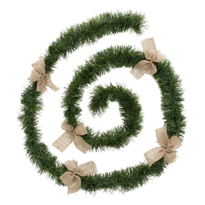 Guirlande de Noël boa vert nœuds en jute 100x4x2.7m ATMOSPHERA