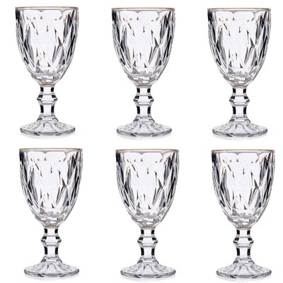 Set de 6 verres à vin en verre bordure dorée 33cl WADIGA