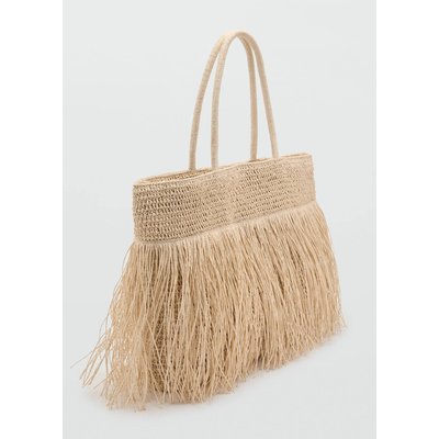 Sac porté épaule fibre naturelle à franges MANGO