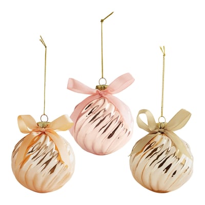 Coffret 3 boules côtelées Nœuds en verre MATHILDE M