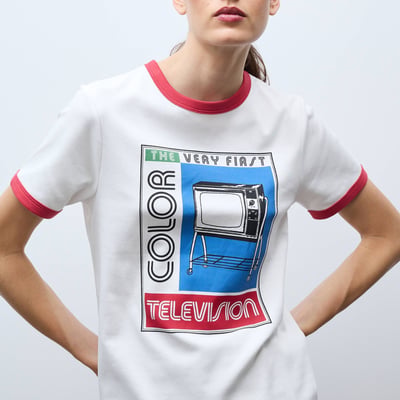 T-shirt à manches courtes avec imprimé placé en coton BIO GOTS MONOPRIX