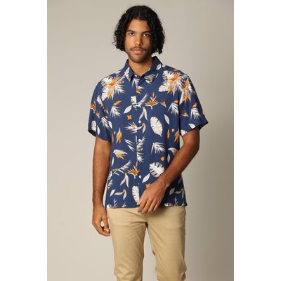 Chemise classique en viscose avec imprimé tropical coloré PEARL DEELUXE