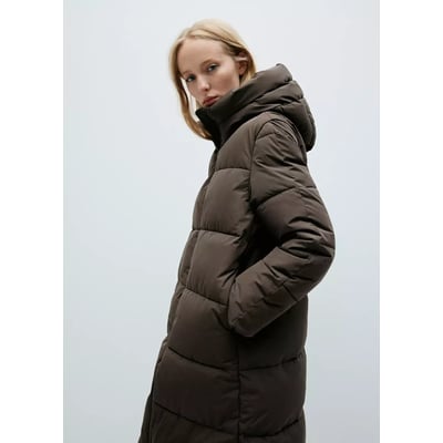 Anorak long matelassé capuche MANGO