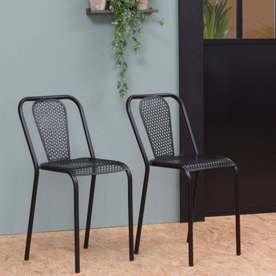 Chaise perforée en métal noir (lot de 2) JULIEN MADE IN MEUBLES 