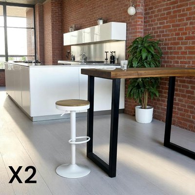 Tabouret de bar réglable métal blanc (lot de 2) LEEDS PIER IMPORT