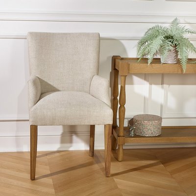 Fauteuil de table en bois massif et lin premium ALIX ROBIN DES BOIS
