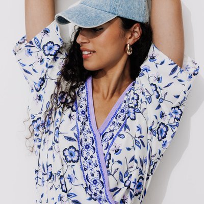 Blouse cache coeur fleurie La Redoute