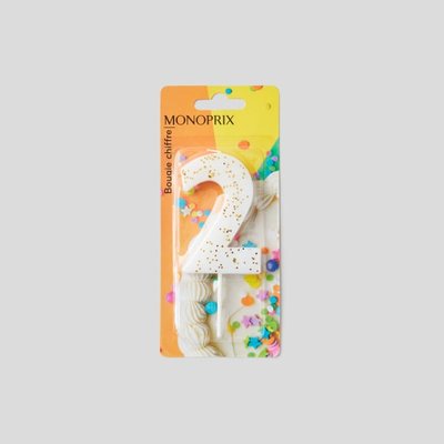 Bougie chiffre 2 MONOPRIX MAISON