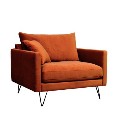 Fauteuil XL en velours pieds épingles noirs - VILLABON DRAWER