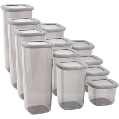 Boîte de conservation en plastique transparent et anthracite Box 12 pièces HANAH HOME