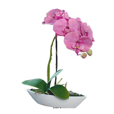 Orchidée factice tissu gaufré pot Résine ARTIFICIELLES
