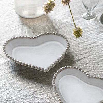 Set of 3 Decorative Heart Plate with Beaded Edge 3.5cm SO'HOME