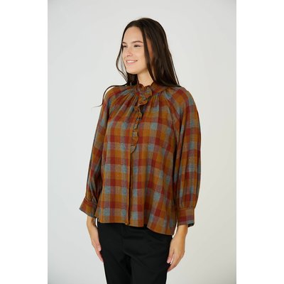 Geruite blouse met maokraag SEE U SOON