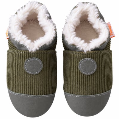Chaussons cuir souple Uni velours fourrés TICHOUPS