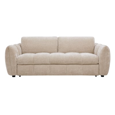 Canapé convertible design 3 places en tissu effet velours texturé taupe WONDER MILIBOO
