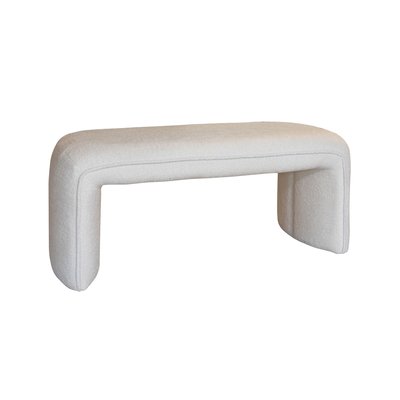 Banc en tissu bouclette et structure en bois, MALO NOW'S HOME