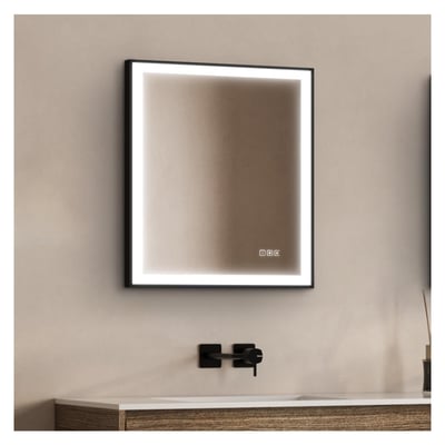 Miroir LED rectangulaire L60/80/120cm avec cadre alu noir VELUNA MOB IN