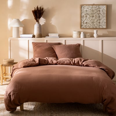 Parure de lit unie en coton Taies rectangulaires, GAZE DE COTON MATT ET ROSE