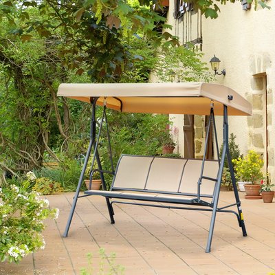 Balancelle de jardin 3 places acier époxy textilène OUTSUNNY