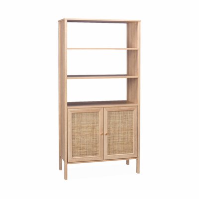 Etagère bibliothèque effet bois et cannage 4 niveaux BOHÈME SWEEEK